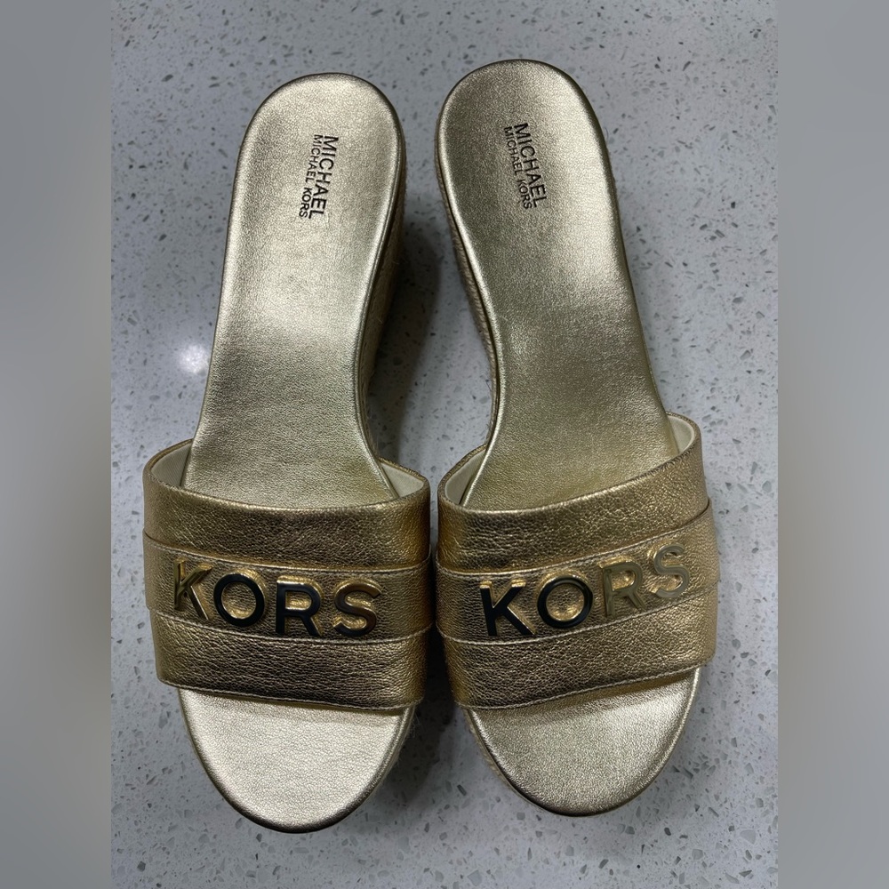 Michael Kors leather Platform Wedge Sandals.